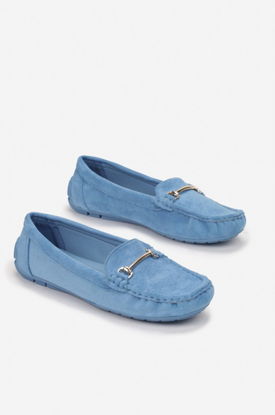 Niebieskie buty Esclusivo z płaską podeszwą