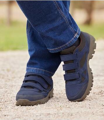 Niebieskie buty sportowe Atlas For Men sznurowane z weluru w sportowym stylu