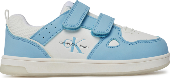 Niebieskie buty sportowe dziecięce Calvin Klein z jeansu na rzepy