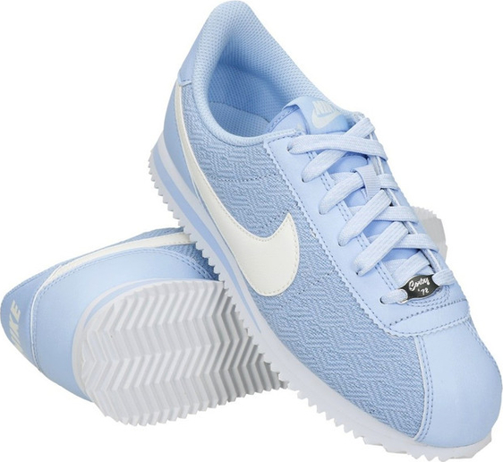 Niebieskie buty sportowe Nike z płaską podeszwą sznurowane cortez