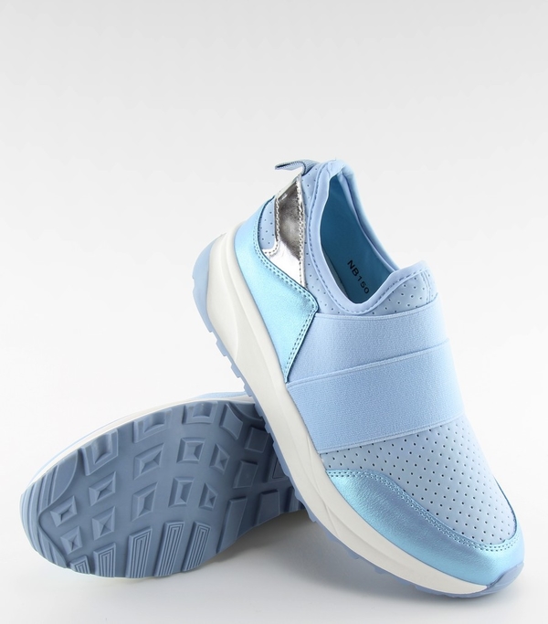 Niebieskie buty sportowe Obuwie Damskie sznurowane z płaską podeszwą w sportowym stylu