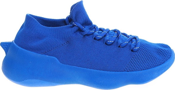 Niebieskie buty sportowe Pantofelek24.pl w sportowym stylu sznurowane z płaską podeszwą