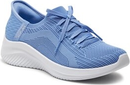 Niebieskie buty sportowe Skechers flex w sportowym stylu z płaską podeszwą
