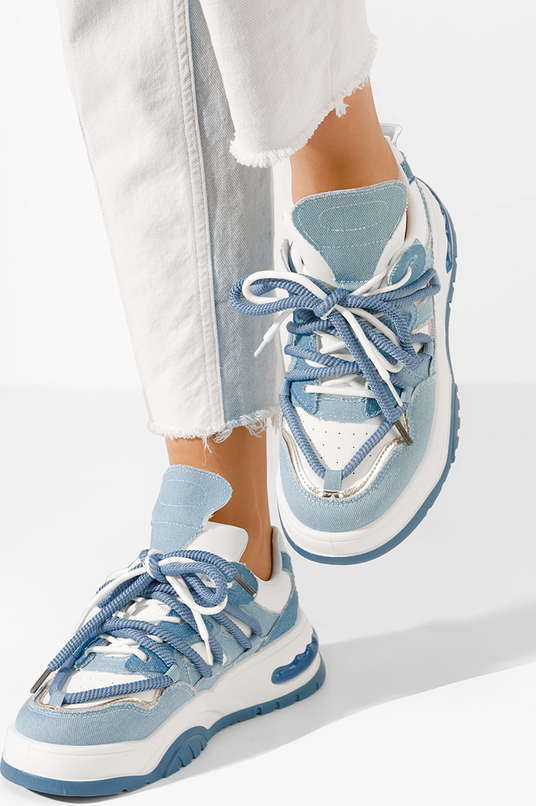 Niebieskie buty sportowe Zapatos z płaską podeszwą w sportowym stylu