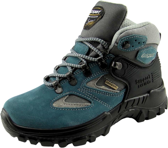 Niebieskie buty trekkingowe Grisport z płaską podeszwą sznurowane
