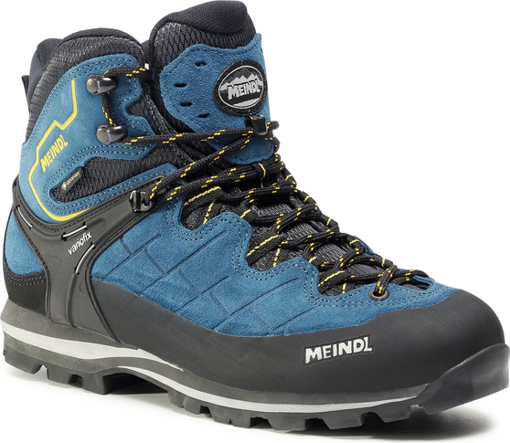 Niebieskie buty trekkingowe Meindl sznurowane z goretexu