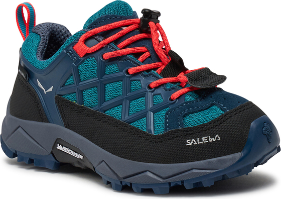 Niebieskie buty trekkingowe Salewa sznurowane z płaską podeszwą
