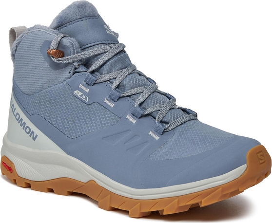 Niebieskie buty trekkingowe Salomon z płaską podeszwą sznurowane