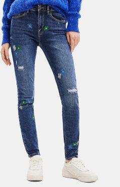 Niebieskie jeansy Desigual w street stylu