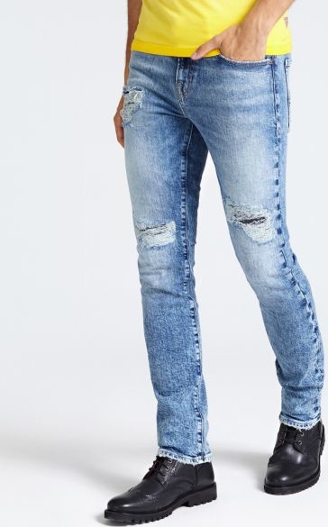 Niebieskie jeansy Guess z bawełny w młodzieżowym stylu