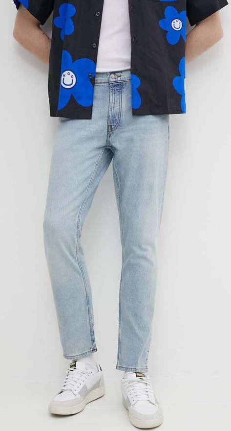 Niebieskie jeansy Hugo Boss z bawełny