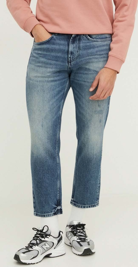 Niebieskie jeansy Hugo Boss z bawełny w street stylu