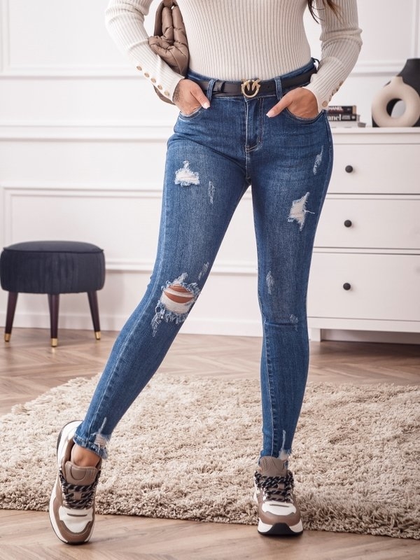 Niebieskie jeansy Lisa Mayo z jeansu w street stylu