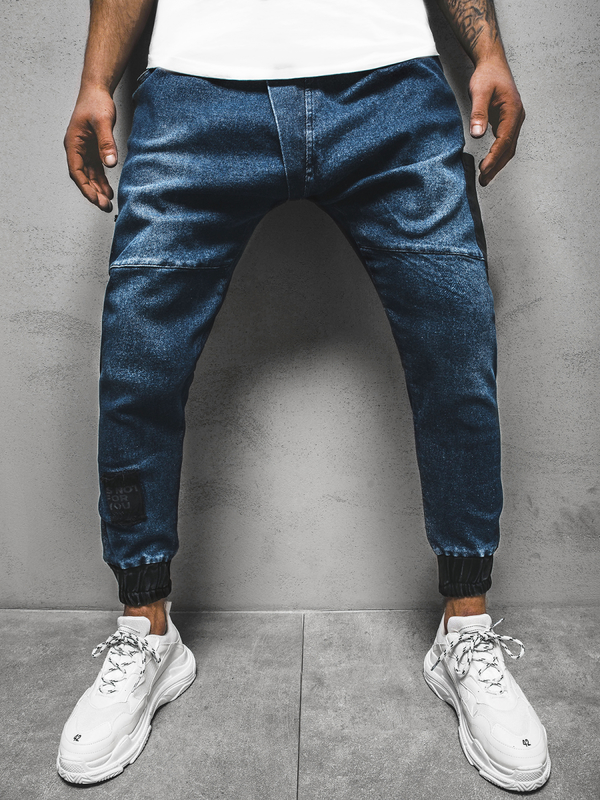 Niebieskie jeansy ozonee.pl z jeansu w młodzieżowym stylu