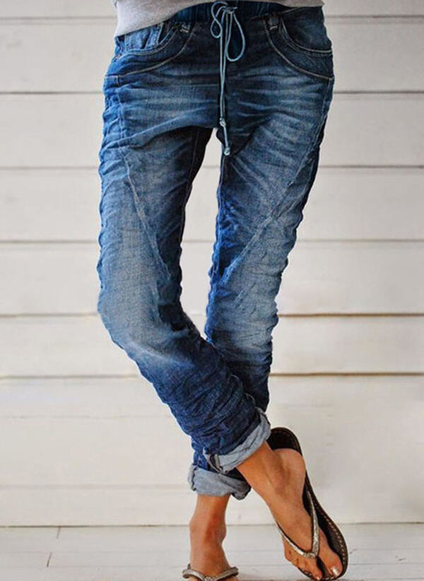 Niebieskie jeansy Sandbella w stylu casual z jeansu