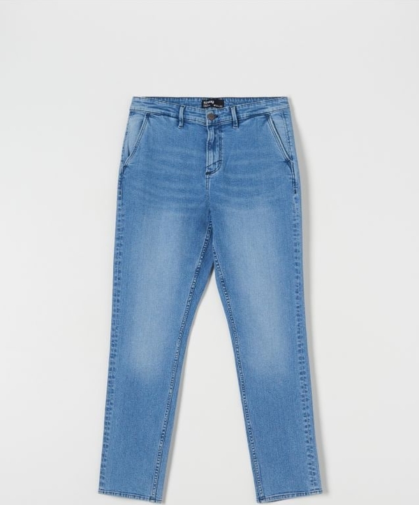 Niebieskie jeansy Sinsay z tkaniny w stylu casual