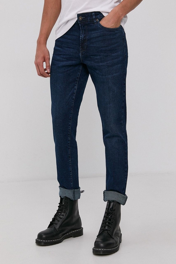 Niebieskie jeansy Solid w street stylu