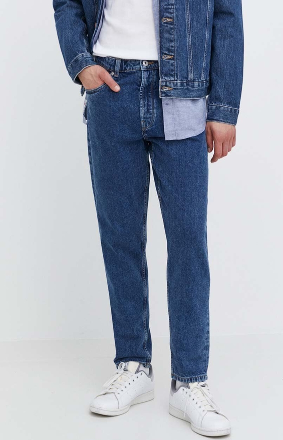 Niebieskie jeansy Solid z bawełny w street stylu