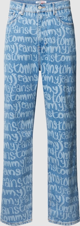 Niebieskie jeansy Tommy Jeans z bawełny z nadrukiem w młodzieżowym stylu