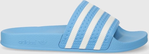 Niebieskie klapki Adidas Originals z płaską podeszwą