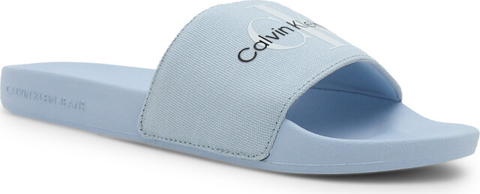 Niebieskie klapki Calvin Klein w stylu casual z płaską podeszwą