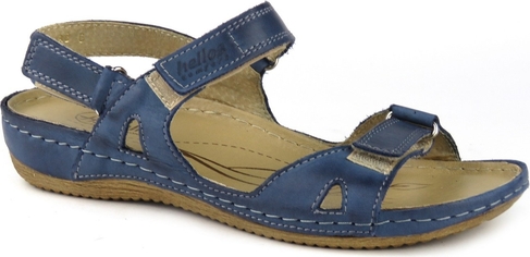 Niebieskie sandały Helios Komfort z płaską podeszwą