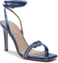 Niebieskie sandały Pinko z klamrami na szpilce