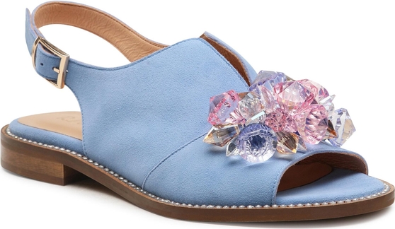 Niebieskie sandały R.Polański w stylu casual z zamszu