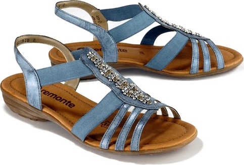 Niebieskie sandały Rieker Remonte ze skóry w stylu casual