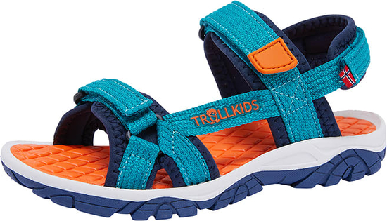 Niebieskie sandały Trollkids z płaską podeszwą z klamrami