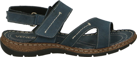 Niebieskie sandały Venezia z klamrami z płaską podeszwą