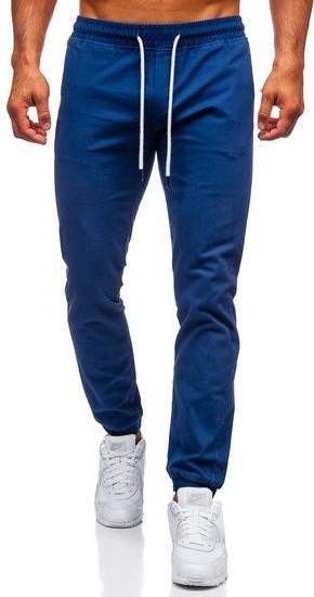 Niebieskie spodnie Denley w stylu casual z bawełny