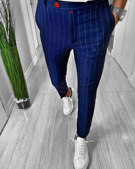 Niebieskie spodnie Duuf w stylu casual