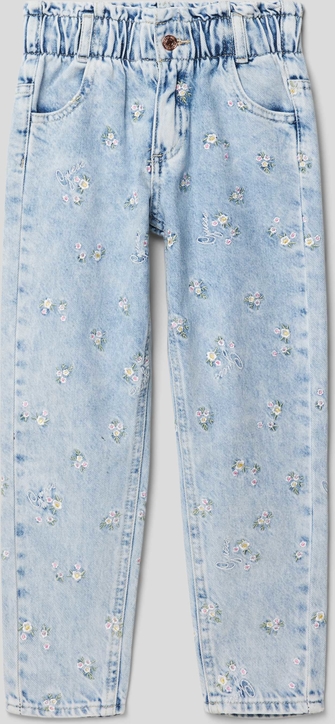Niebieskie spodnie dziecięce Guess w kwiatki