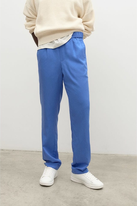 Niebieskie spodnie Ecoalf z bawełny w stylu casual