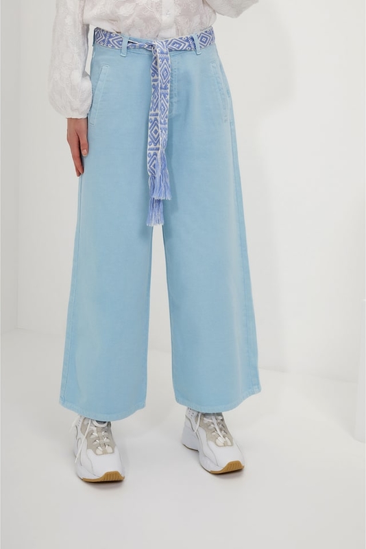 Niebieskie spodnie Josephine & Co z bawełny w stylu retro