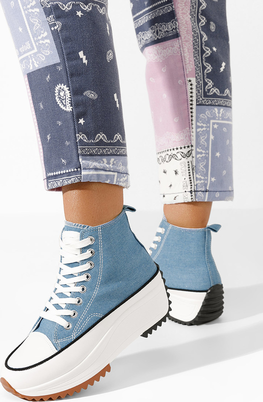 Niebieskie trampki Zapatos na platformie w młodzieżowym stylu sznurowane