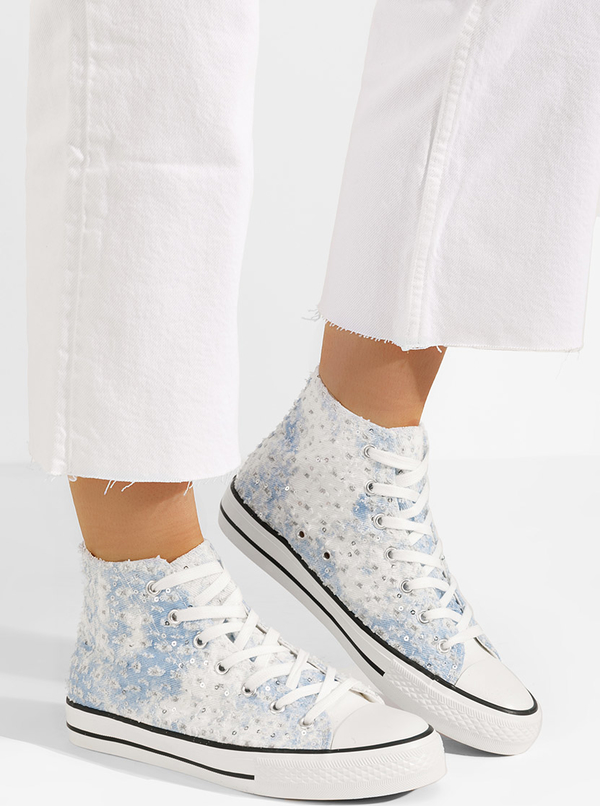 Niebieskie trampki Zapatos w młodzieżowym stylu sznurowane z płaską podeszwą