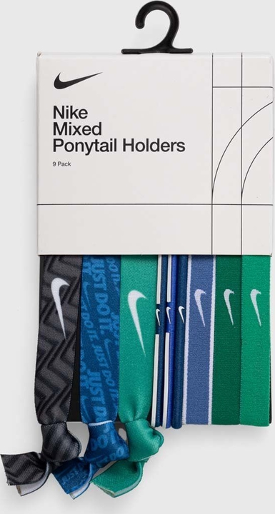 Nike gumki do włosów 9-pack kolor zielony