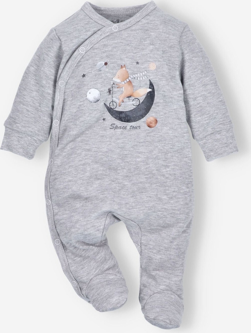 NINI Pajac niemowlęcy SPACE TOUR z bawełny organicznej dla chłopca - szary