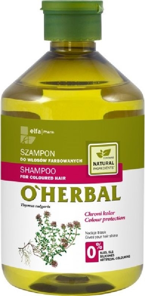 O'herbal Elfa Pharm, O&apos;Herbal, szampon do włosów farbowanych z macierzanką i tymiankiem, 500 ml