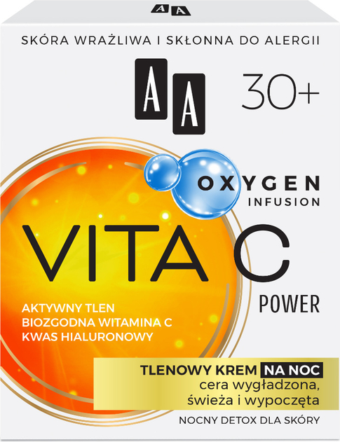Oceanic AA OXYGEN INFUSION 30+ vita c power, tlenowy krem na noc, cera wygładzona, świeża i wypoczęta, 50 ml