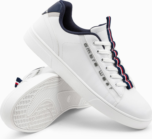 Ombre Buty męskie sneakersy z kontrastowymi detalami - białe V1 OM-FOSL-0112