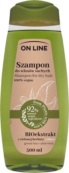 On Line, From Plants With Love, szampon do włosów, bioekstrakt z zielonej herbaty i aloes, 500 ml