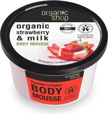 Organic Shop, Strawberry &amp; Milk Body Mousse, mus do ciała o zapachu truskawkowego jogurtu, 250 ml