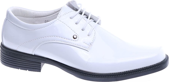 Pantofelek24 Białe męskie pantofle z lakierowanej skóry eko /E3-3 13770 T137/