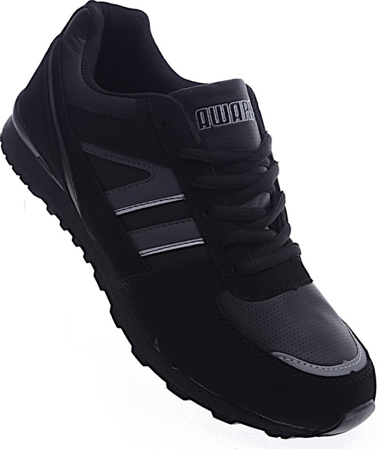 Pantofelek24 Sznurowane czarne buty sportowe /G12-1 13163 T484/