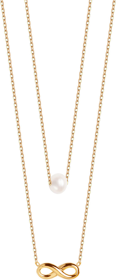 Pearls - Biżuteria Yes Naszyjnik srebrny pozłacany z perłą - nieskończoność - Pearls