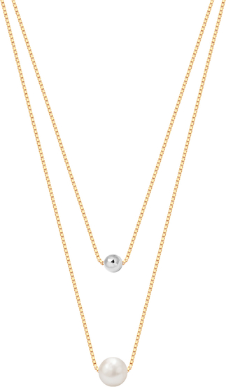 Pearls - Biżuteria Yes Naszyjnik srebrny pozłacany z perłą - Pearls