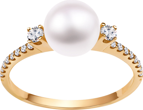 Pearls - Biżuteria Yes Pierścionek złoty z perłą i cyrkoniami - Pearls